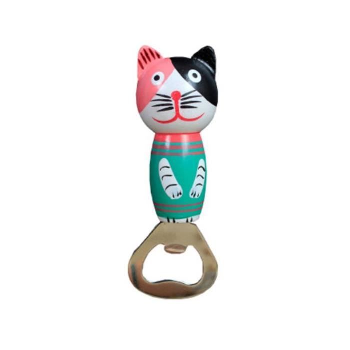 Ouvre-bouteille de bière chat de dessin animé - Mignon, réfrigérateur Portable en acier inoxydable, ouvre - Modèle: G - WMKPQA04409