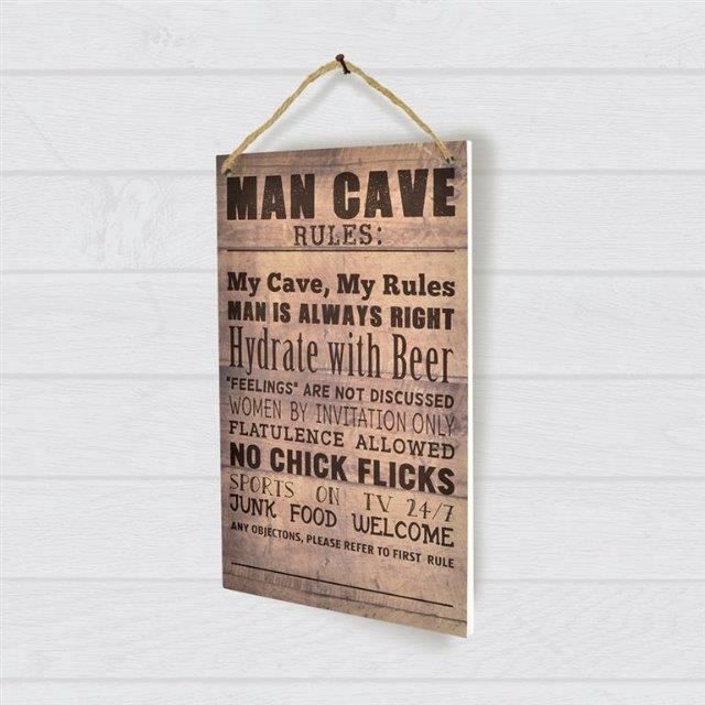 Plaque décorative murale en bois Man Cave Rules