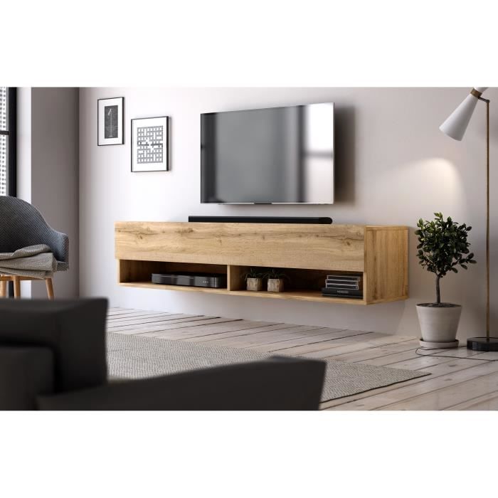 3xeLiving Armoire fonctionnelle RTV Elwina 140 cm, chêne wotan