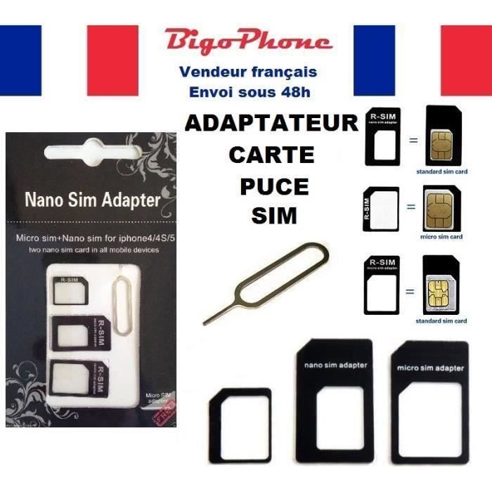 Adaptateur 4en1 Carte Puce - Micro Sim - Nano Sim