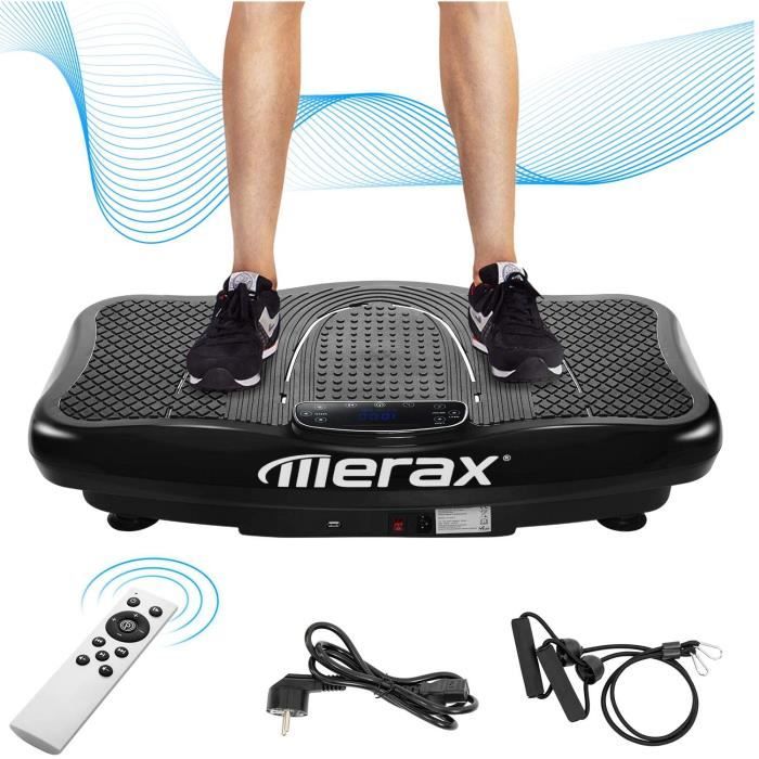 Merax Plateforme vibrante avec moteur silencieux, écran LCD, 5 programmes d'entraînement 180 niveaux, haut-parleur Bluetooth, téléco