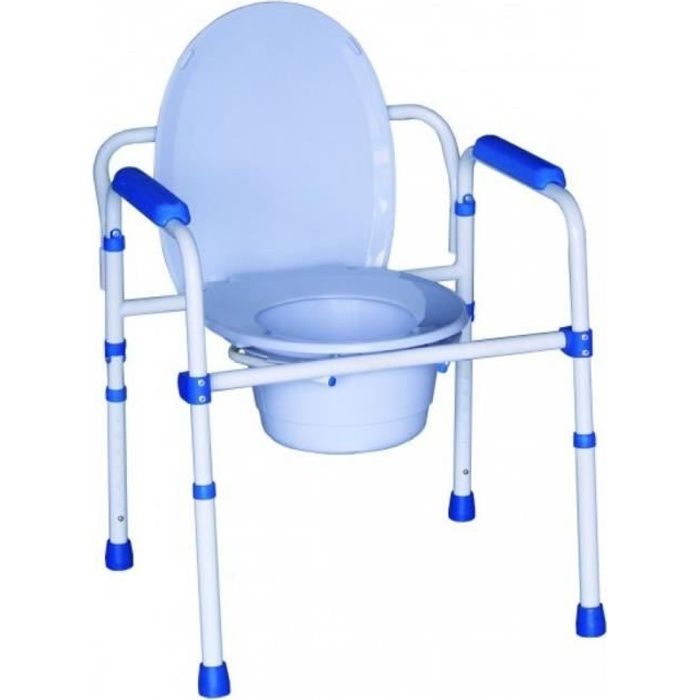 Chaise percée pliante | Chaise WC | Aluminium | 3 en 1