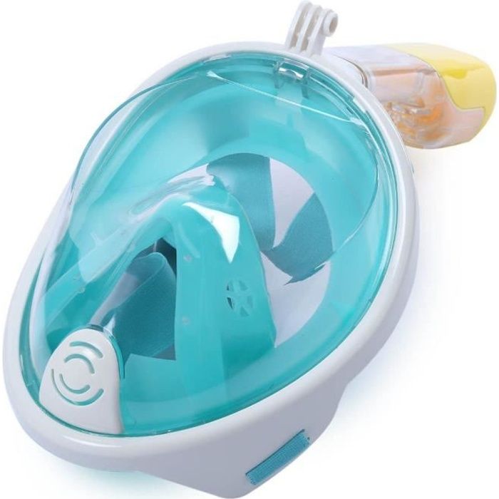 Masque de plongée en apnée intégral Masque de vue à 180 ° pour enfants avec bouchons d'oreille en prime (vert S - M pour enfant)