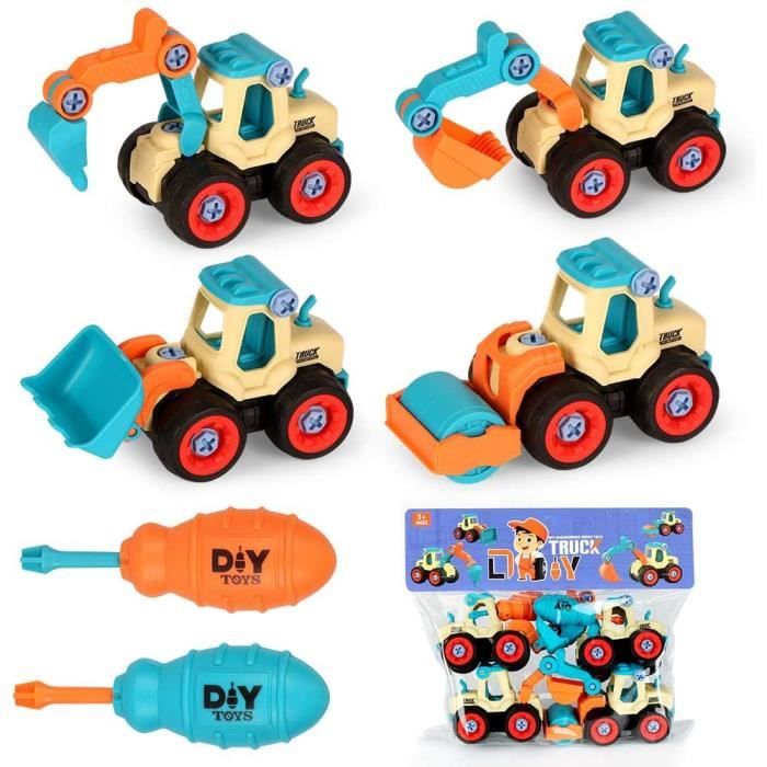 VEHICULE A CONSTRUIRE ENGIN TERRESTRE A CONSTRUIREVoiture Enfant, Jouet Enfant Garçon, Engin Chantier Enfant, 4 en 1V&e347