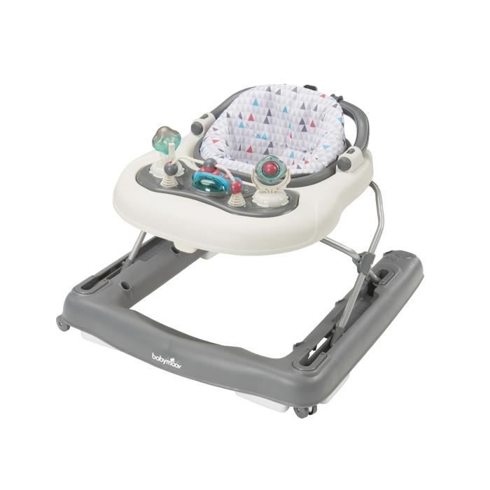 BABYMOOV Trotteur-Pousseur bébé - Evolutif - Pliage compact - Musical, Zinc