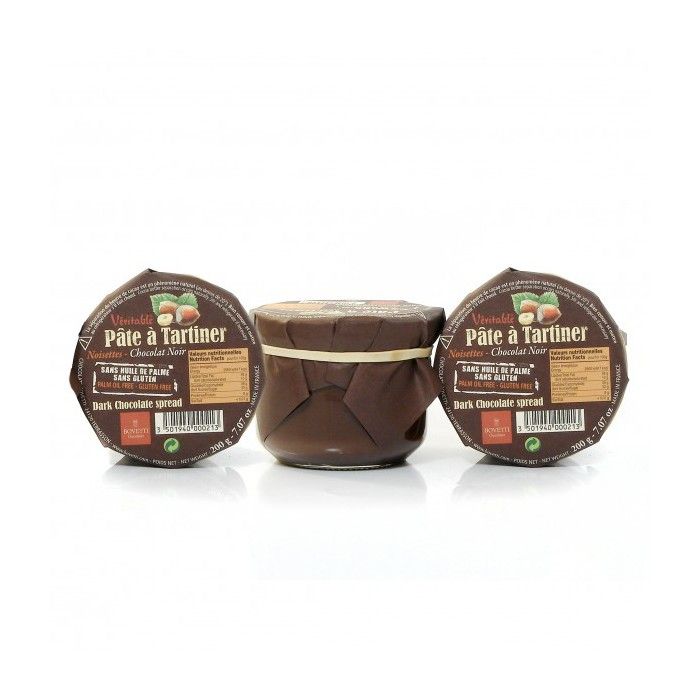 Lot de 3 pâtes à tartiner chocolat noir noisettes 3x200g