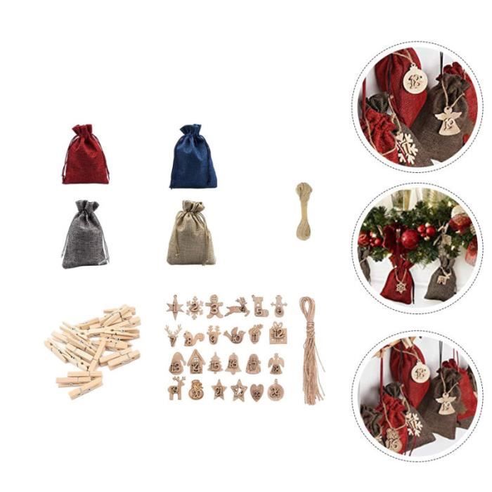 1set Sac cadeau de linge de Noël simple bricolage bois tag de bonbons tenant la pochette chocolat-bonbon confiserie chocolat