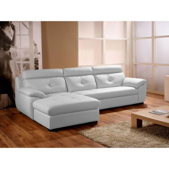 Canapé d'angle gauche en cuir blanc DANA