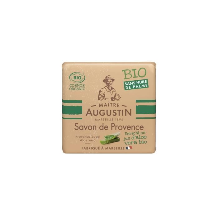 Le savon de Provence Bio Aloe Vera MAITRE AUGUSTIN nettoie votre peau tout en douceur.
