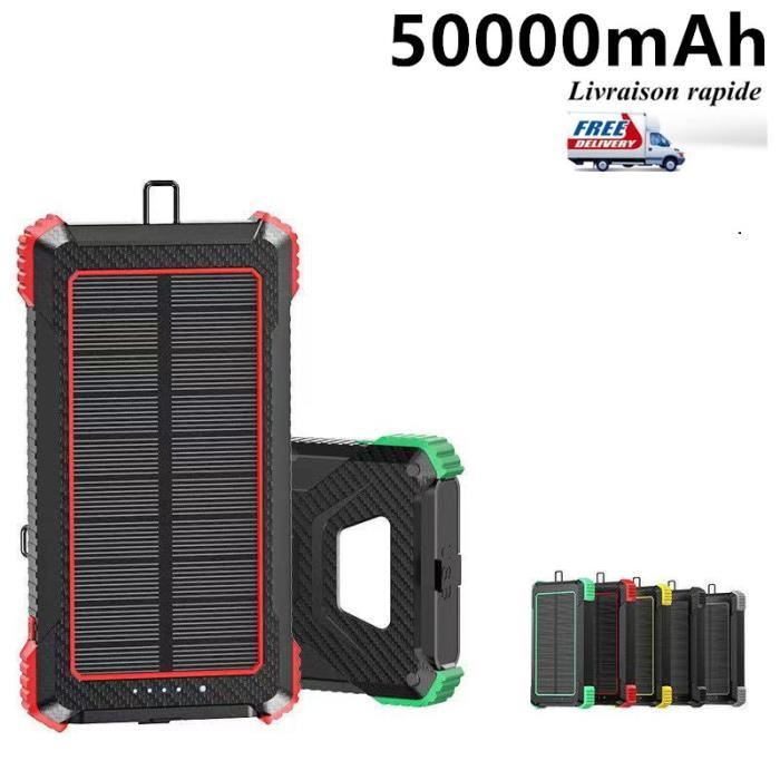 MAIMANRUI®50000mAh Batterie solaire portable Batterie externe 2USB Lampe LED étanche pour tous les téléphones portables (jaune)