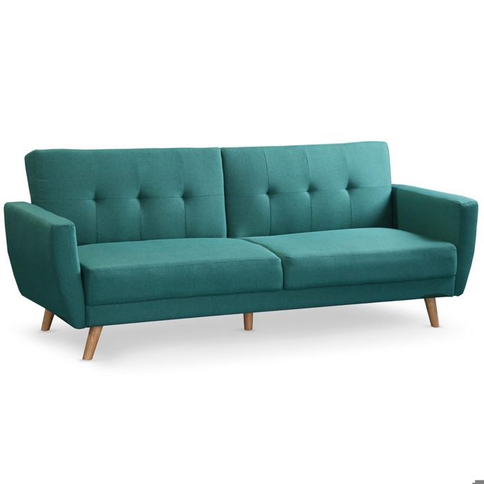 Canapé droit Bleu Tissu Scandinave Confort