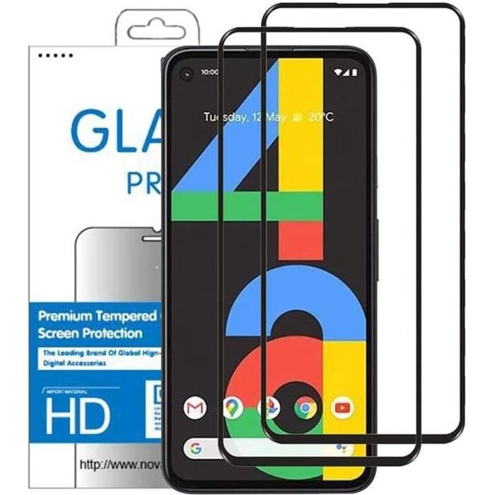 Compatible Google Pixel 4A- pack de 2 Films vitre protection écran en verre trempé 0.33 mm 9H [Novago®]