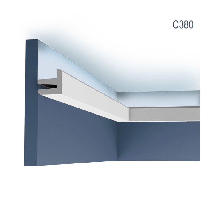 Corniche Orac Decor C380 MODERN L3 Éclairage indirect Moulure décorative design moderne blanc 2m.