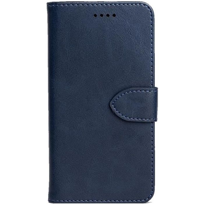 Coque Pour WIKO Y51 étui Housse en PU Cuir Case à Rabat Coque de Protection Portefeuille TPU Silicone Case pour WIKO Y51- Bleu