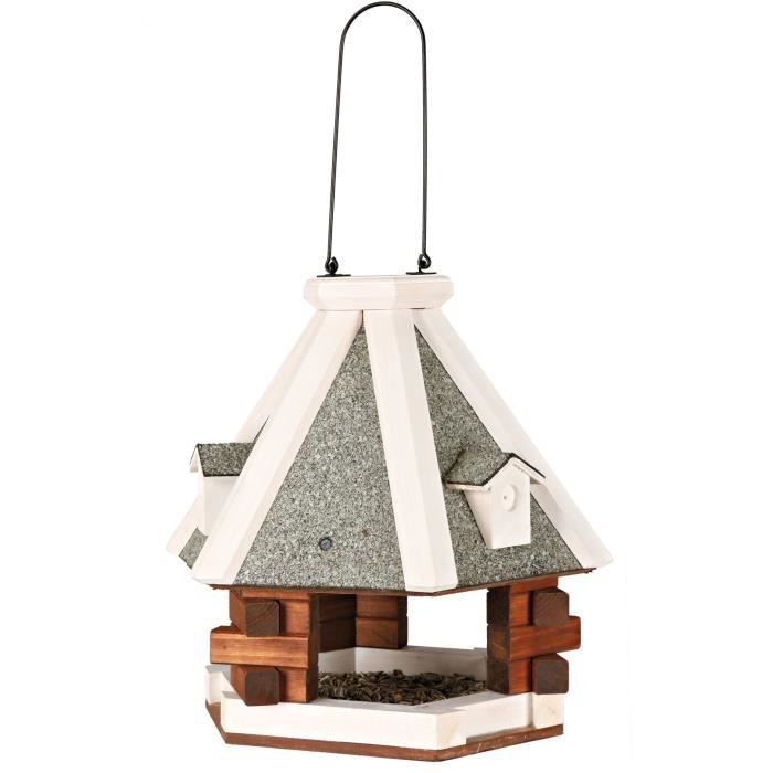 NATURA Mangeoire oiseaux suspendue ø 36 × 35 cm marron blanc