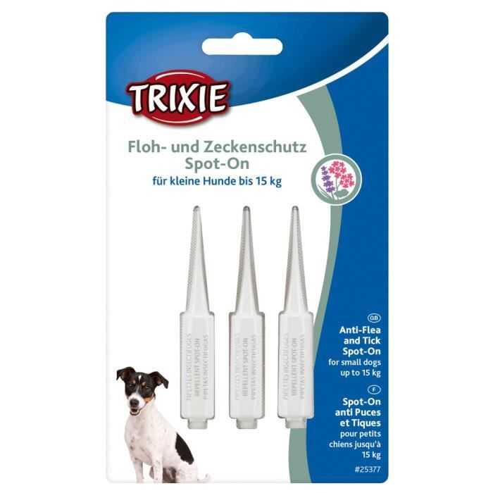 Protection anti-tiques et puces Spot-On pour chien jusqu'à 15 Kg-Trixie 3,000000