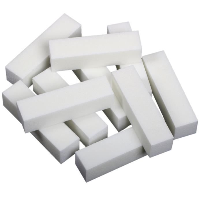 TRIXES Lot de 10 Blocs Tampons Blancs pour Ongles Naturels et Acrylique