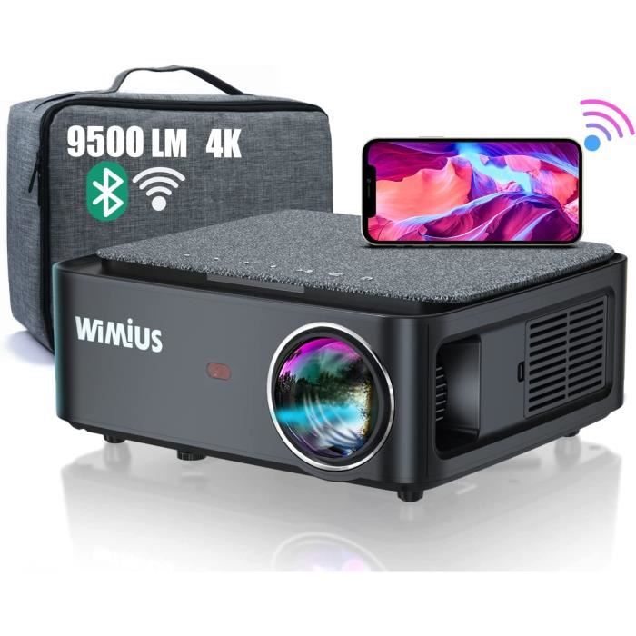 Vidéoprojecteur WiFi Bluetooth Full HD 1080P, 9500 Lumens WiMiUS 5G WiFi Rétroprojecteur 4K Supporté Fonction Zoom avec Réglage