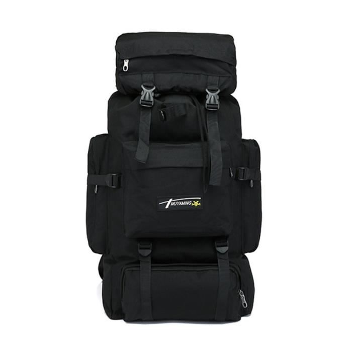Sac A Dos de Randonnée 70L Multi-Poches Imperméable Activités Extérieurs Noir
