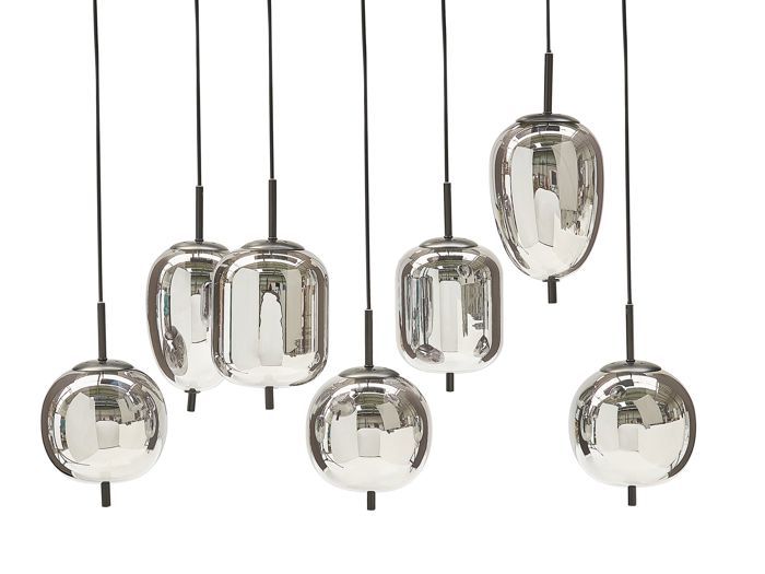 Lustre à 7 ampoules en verre argenté TARLO