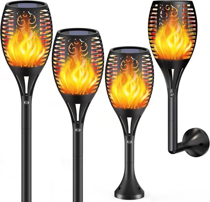 Lampe LED effet flamme, 4 modes, lampe de table rechargeable