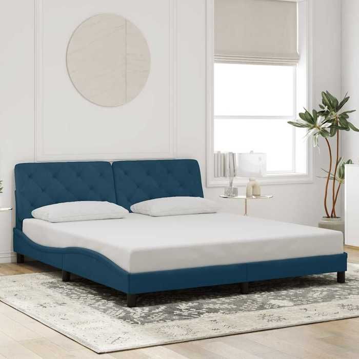 vidaXL Cadre de lit sans matelas bleu 180x200 cm velours 3207939