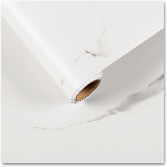 Carta Adesiva Per Mobili Fantasnight - Effetto Marmo Grigio, 90 Cm X 500 Cm, PVC Autoadesivo