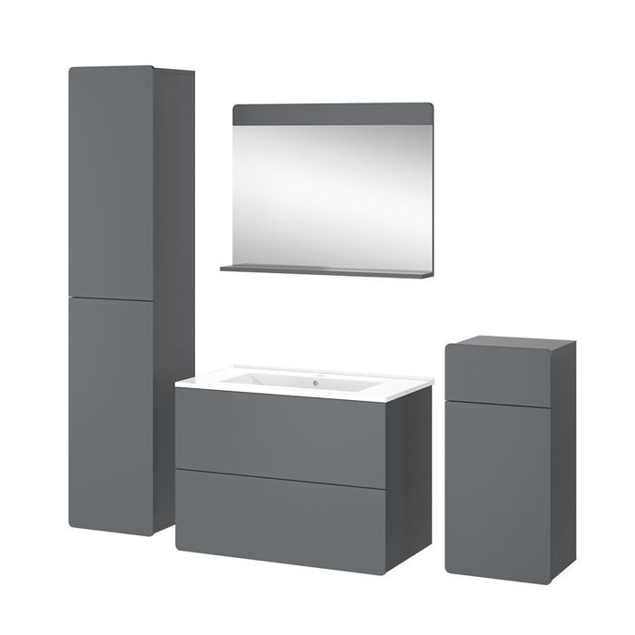 Meuble Salle De Bain Amadeo Vicco - 2 Pièces Blanc, Avec Lavabo, Panneaux Particules 16 Mm
