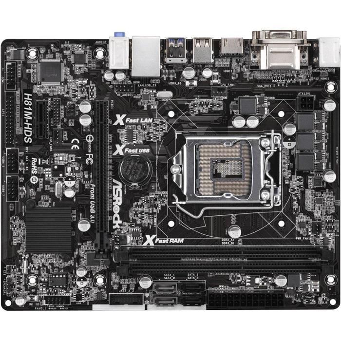 Carte mère ASRock H81M-HDS Intel H81 LGA 1150 2xDDR3 16GB Micro ATX - Asrock