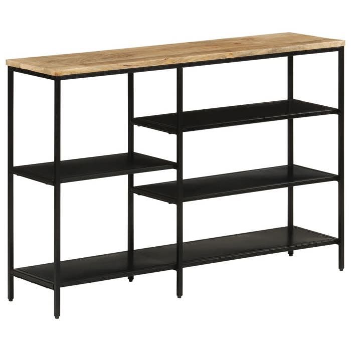 vidaXL Table Console Table dEntrée avec Étagères Table dAppoint Bout de Canapé Meuble de Salon Bois de Manguier 372730