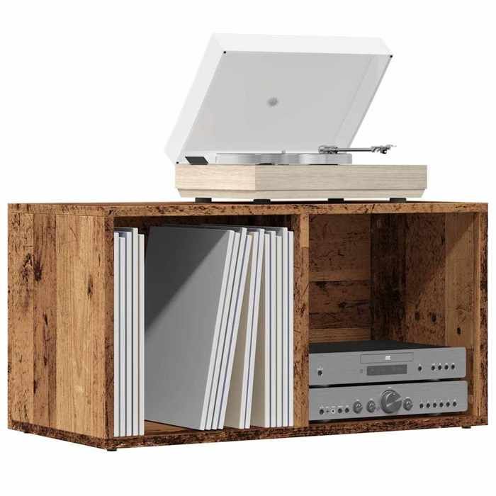 vidaXL Boîtes de rangement LP vieux bois 695x34x36 cm bois ingénierie table pour tourne-disque meuble de rangement pour 855786