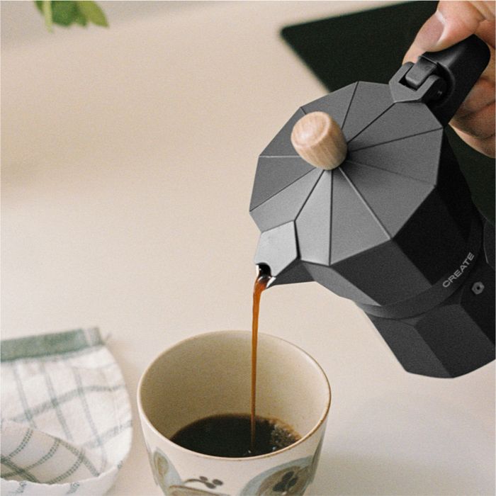 Cafetière italienne - Create - THERA MOKA RETRO - Aluminium - 6 tasses - Noir