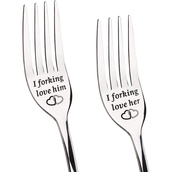 Cadeaux danniversaire de mariage pour elle et lui Fourchettes de table lot de 2 fourchettes en acier inoxydable