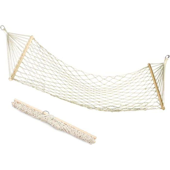 Camping Hamac en Plein Air Hamac en Maille Tissée 200 x 80 cm Super Respirant Anti-Roulis