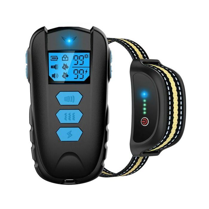 Meilleurs prix pour Collier de dressage électrique pour chien lampe de poche son vibration/choc étanche 500 m bleu Odipie