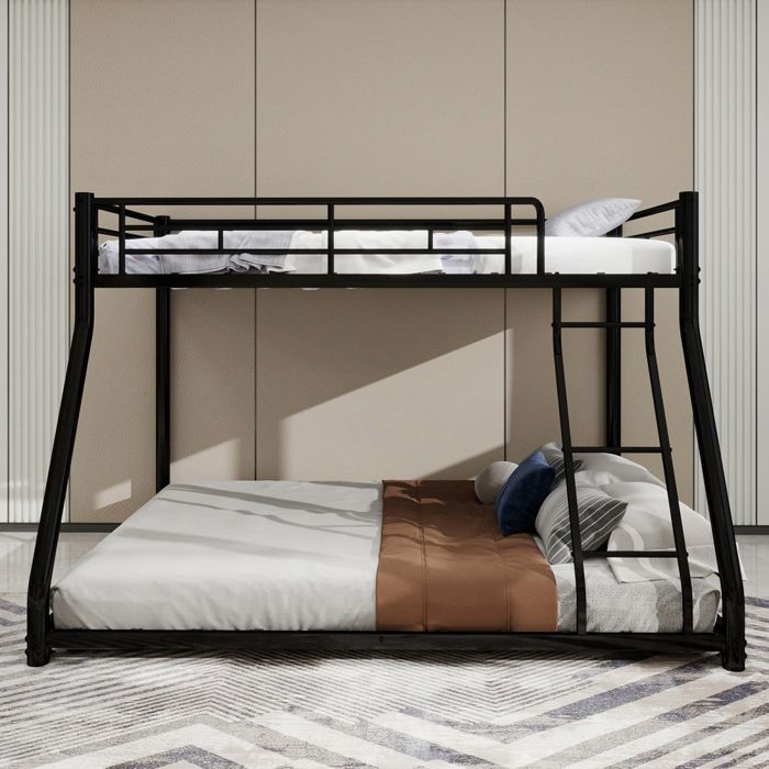 Lit superposé métal robuste 2 personnes avec échelle et garde-corps intégral silencieux pour ados et adultes - Sans Matelas Lit superposé métal robuste 2 personnes avec échelle et garde-corps intégral silencieux pour ados et adultes - Sans Matelas