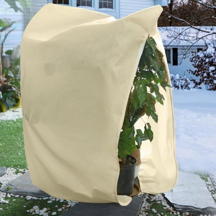 2.4x2M Voile dHivernage Protection Plantes Hiver avec Cordon et Fermeture éclair Réutilisable Tissu De Protection des Plantes d