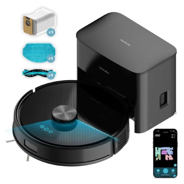 Robot Aspirateur et Laveur de Sols Cecotec avec Base de Vidage Automatique Conga Y50 X-Treme. Navigation Laser Puissance dAspirati - Cecotec