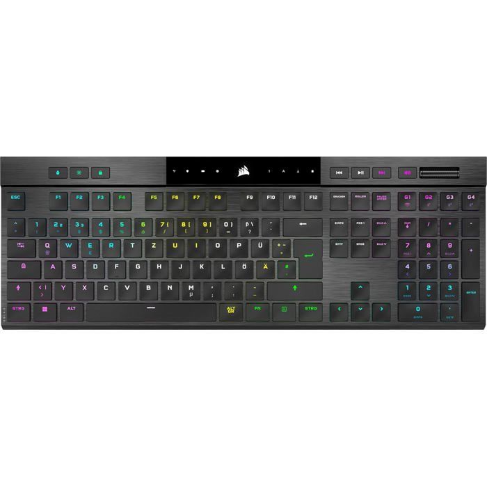 Corsair K100 RGB AIR Wireless Ultra Thin Mechanical Gaming Keyboard Cherry ULP Tactile Schwarz D - vue 3