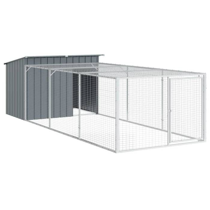 SALE dhiver Niche/Maison pour chien - UU - Grand Chenil - avec enclos Anthracite 153 x 396 x 110 cm Acier galvanisé CC357