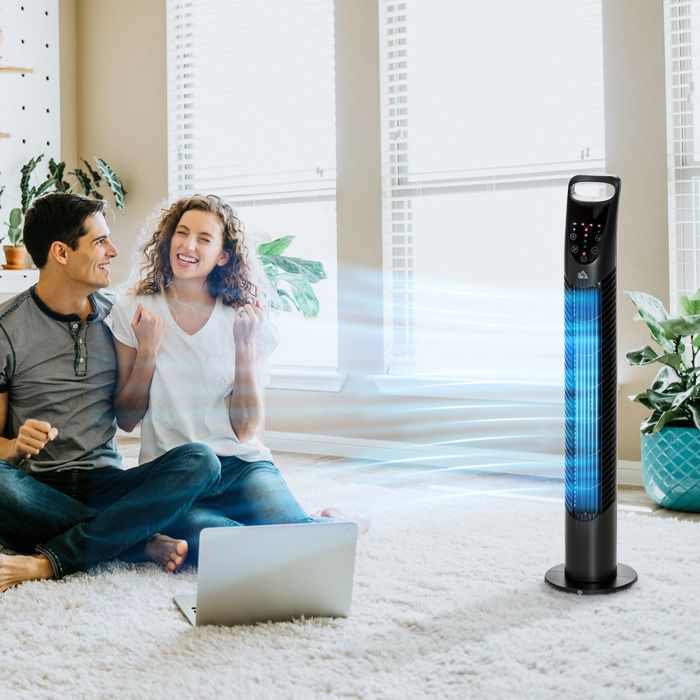 Ventilateur Colonne Tour Oscillant Silencieux 40 W avec Poignée de Transport Télécommande Minuterie 3 Modes 3 Vitesses - Generic