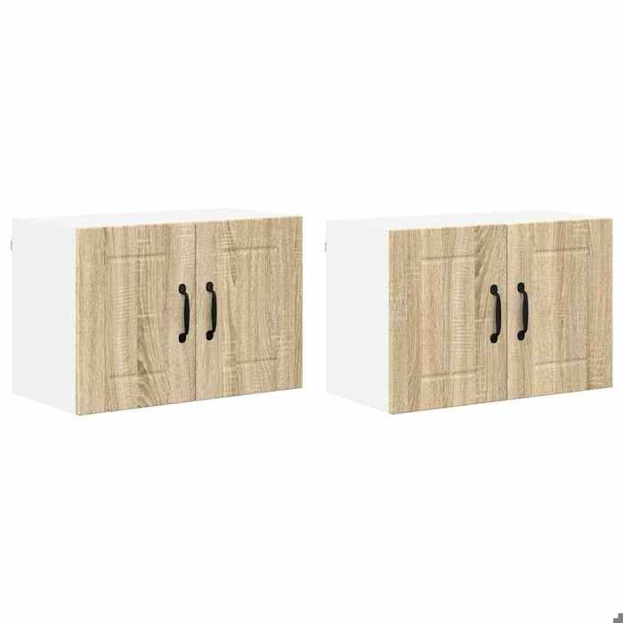 Promotion Noël）Armoires murales de cuisine - Élément Haut de Cuisine - Capacité max : 75 kg - 2 pcs Chêne Sonoma 60x31x40cm 02_7569