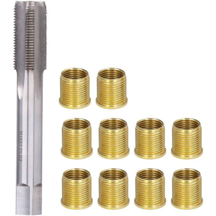Eosnow Outils de réparation de filetage de bougie dallumage Moteur à essenceInserts en métal M14x1.25 et kit de robinet M16x1.25
