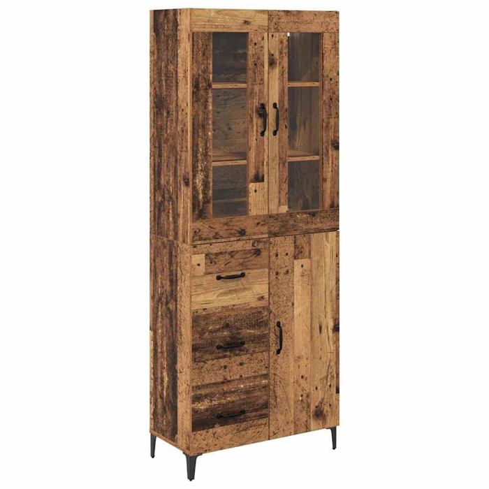 Buffet haut en bois dingénierie - vidaXL - 695 x 34 x 180 cm - Bois vieilli - Avec tiroir - 2 portes - Montage requis