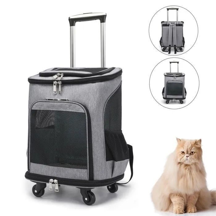 Meilleurs prix pour Sac a dos pliable roulettes transport chien chat animaux 2 en 1 trolley pratique pour voyages