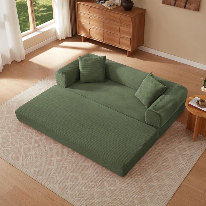 Canapé modulable convertible - MINIMAL - Tatami Pliant - Lit 2 places - Mousse - Vert Canapé modulable convertible - MINIMAL - Tatami Pliant - Lit 2 places - Mousse - Vert