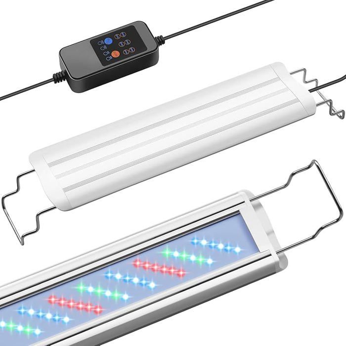 Éclairage Aquarium avec Cycle Auto 24/7 Rampe LED Aquarium à Spectre Complet avec Minuterie Réglage Luminosité 10 60-80cm ECLAIRAGE