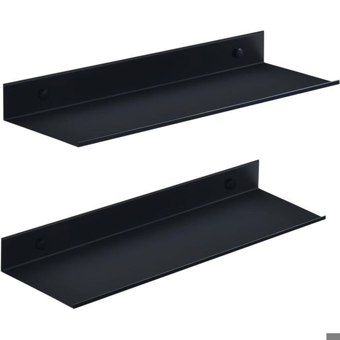 Étagère murale sans perçage - Virex® - 2 pièces - 30x12 cm - Noir - Aluminium antirouille - Capacité 10 kg