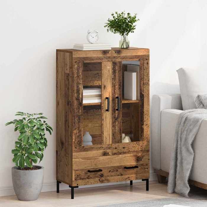 2026 dété@ Haut Armoire Contemporain - Highboard/Commode haute/Vaisselier - Bois Ancien 69 5x31x115cm - Bois dingénierie LH5447