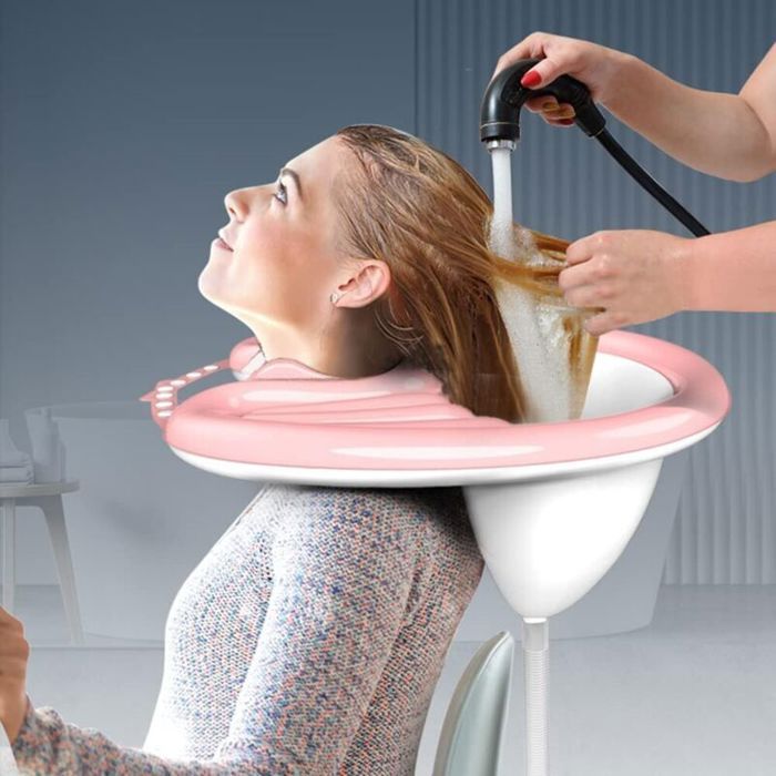 Lablanc – Bac à shampoing portable gonflable – Lavabo léger en PVC – 81 x 60 x 38 cm – Confort pour lavage cheveux alités